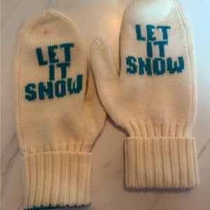 Kate Spade Cream and Blue Mittens